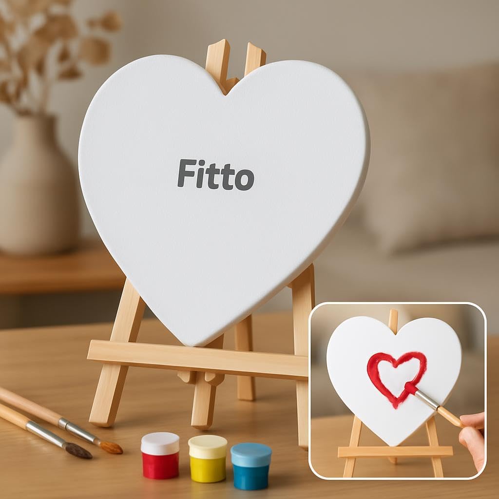 96 Pieces Heart Shaped Canvas (20x20cm with Wooden Stand 29x20cm)