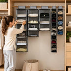 96 Pieces Hanging Closet Organizers (Multi Compartment Wardrobe Storage Shelf for Clothes – Bags – Hats and Accessories – Grey)