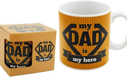 Orange Ceramic Mug with White Interior - My Dad is My Hero Printed Coffee Cup