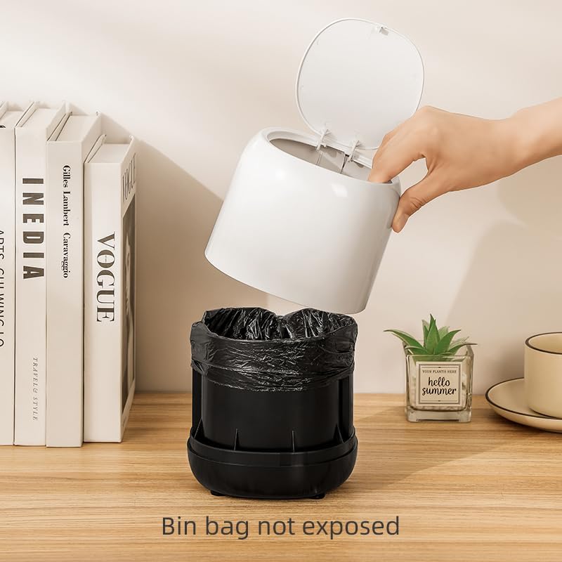 96 Pieces Compact Desktop Trash Cans (White – ABS Material – 2.4L)