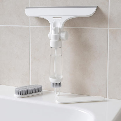 Squeegee for Shower Glass Door, 10 Inch Multi-Purpose Silicone Squeegee, White & Blue, for Window, Car Windshield, Bathroom Glass Doors and Tile Cleaning, Includes Adhesive Hook