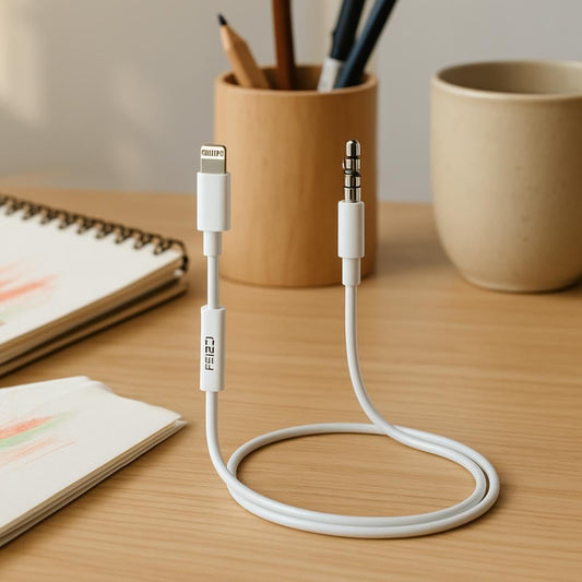 Aux Stereo Audio Cable - iPhone Aux to Lightning Connector for Car & Portable Use,1m