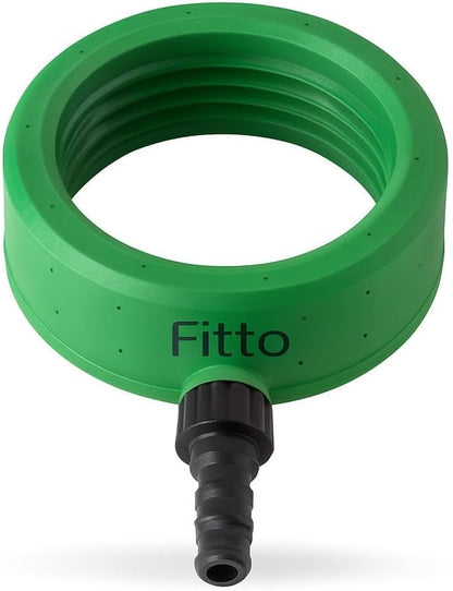 Green Circular Hose Connector with Threaded Section and Water Outlet
