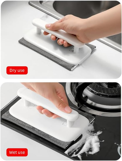 Multipurpose Cleaning Scrubber – Replaceable Cloth Pad – White & Grey