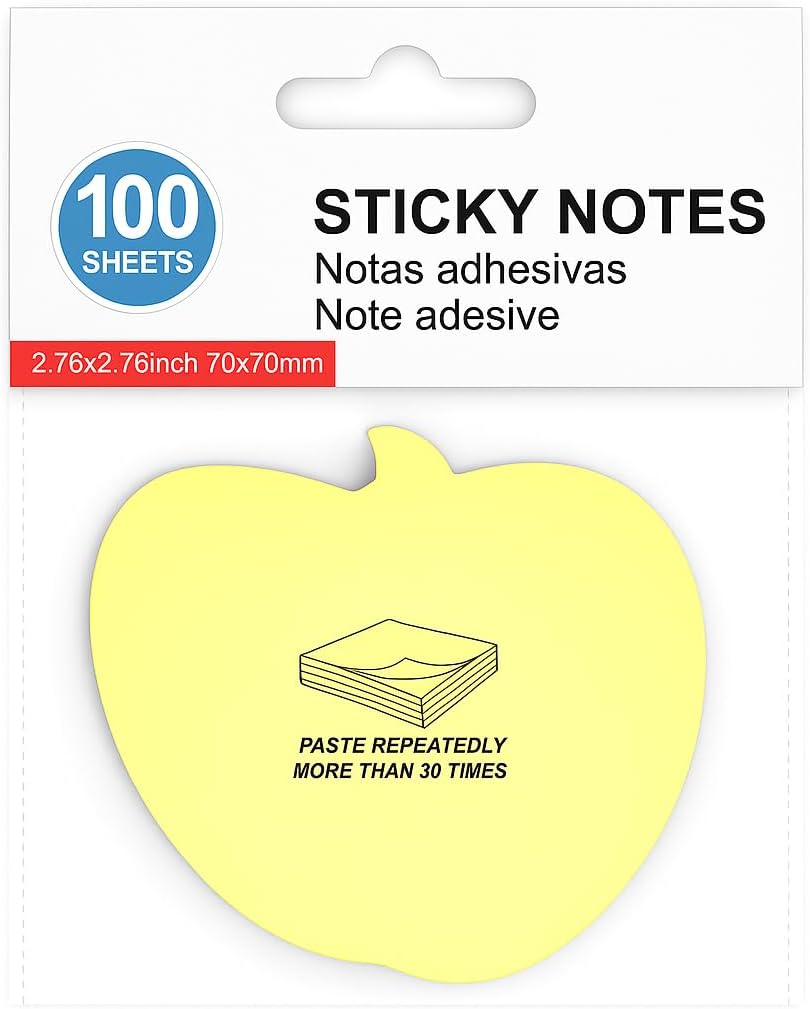 240 Pieces Sticky Notes 100 Sheets (76mm x 76mm Multi Color Apple Shape for Office and School)