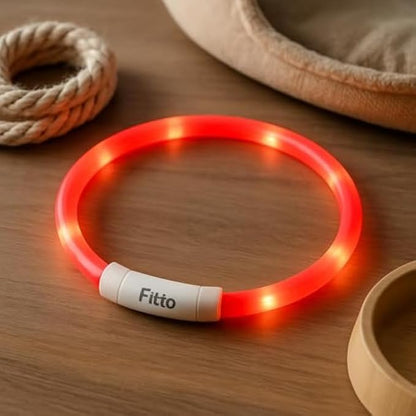 Luminous LED Pet Collar 13x13cm - Rechargeable Glowing Collar for Small Dogs & Cats, Night Safety Visible Waterproof