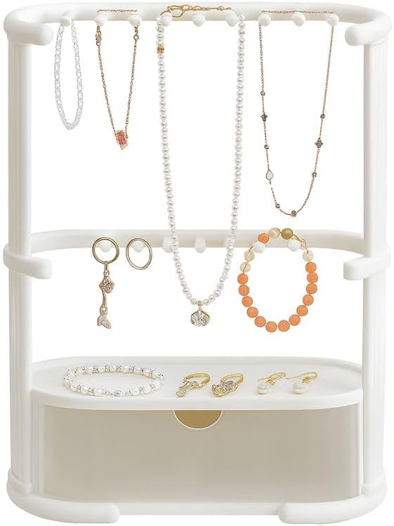 Three Layer Jewelry Storage Rack – Compact Design in White