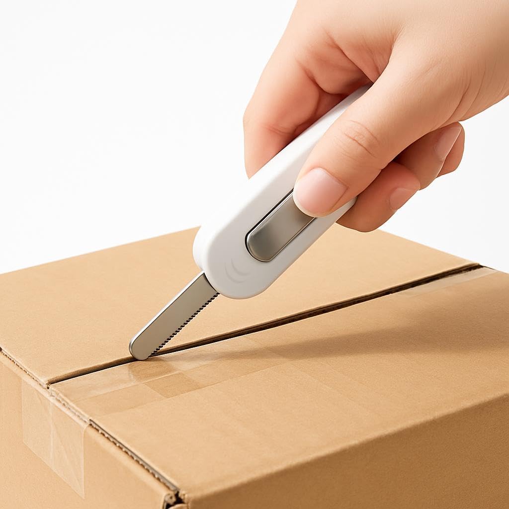 Safe Express Knife – Ergonomic Design – Compact White ABS + Stainless Steel