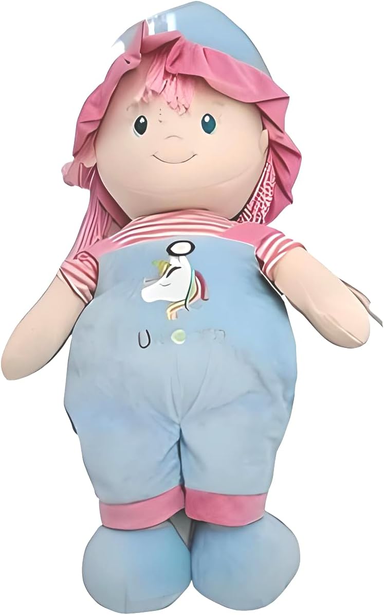 72 Pieces Blue Dolls with Pink Hair Collectible Figurine for Kids Playroom Decor