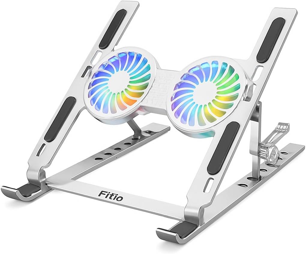 48 Pieces Multifunctional Portable Laptop Stands with RGB Lights and Adjustable Fans