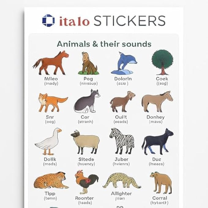 Wild Animals Educational Stickers for Kids - Self-Adhesive Animal Stickers for Preschool, Classroom Rewards, Scrapbook & Learning