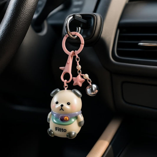 Bear 3D Doll Car Keychain - Grey
