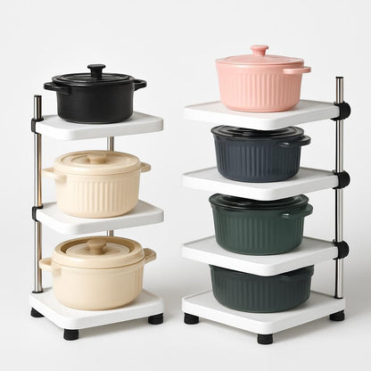 Two-Layer Pot Storage Rack – Space-Saving Design in White – Stainless Steel