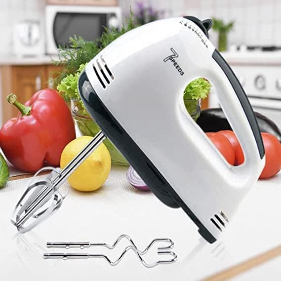 96 Pieces Electric Hand Mixer 7-Speeds (Powerful Handheld Mixer with Turbo Boost – Lightweight and Ergonomic Design – White – Perfect for Baking – Whipping – Mixing and Beating)