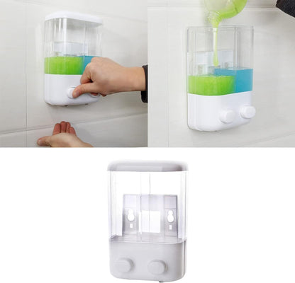 1000ml Dual Chamber Wall Mounted Soap Dispenser, Refillable Liquid Chamber, Push Pump Plastic Suction Containers for Shampoo, Soap, Gel - Wall-Mounted and Reusable