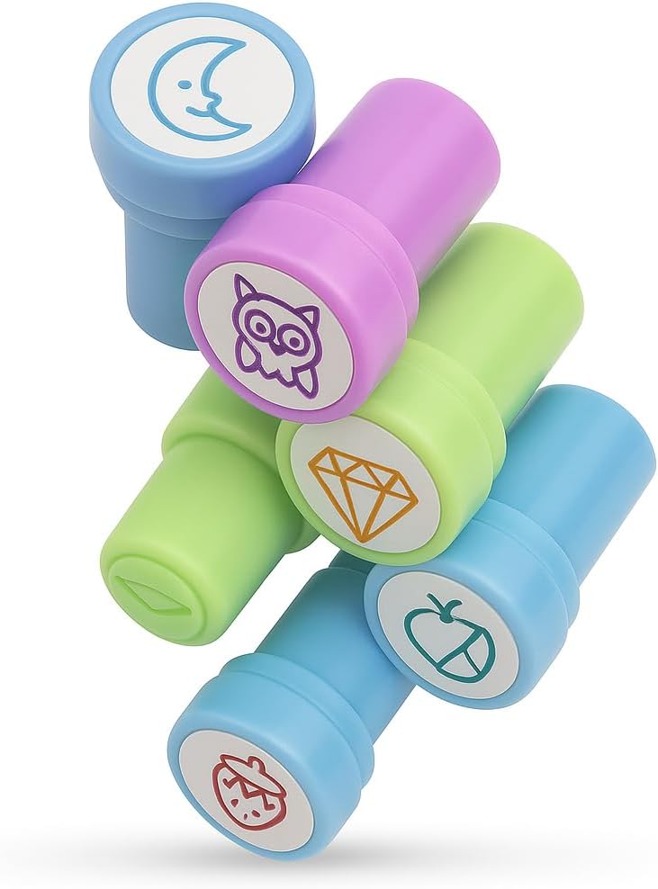 6 Pieces Assorted 25mm Stamps for Office & Stationery