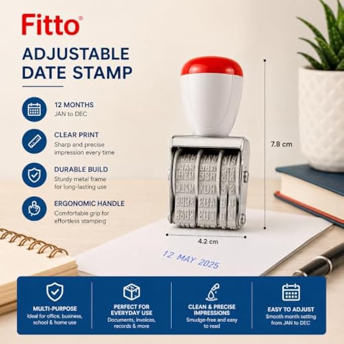 120 Pieces Adjustable Date Stamps with 12-Month Rotating Bands (Clear Manual Date Stamper for Office – Filing and Tracking)