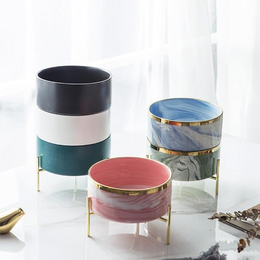 Cat & Dog Ceramic Feeding Bowl with Stand – 750ml – Assorted Colors