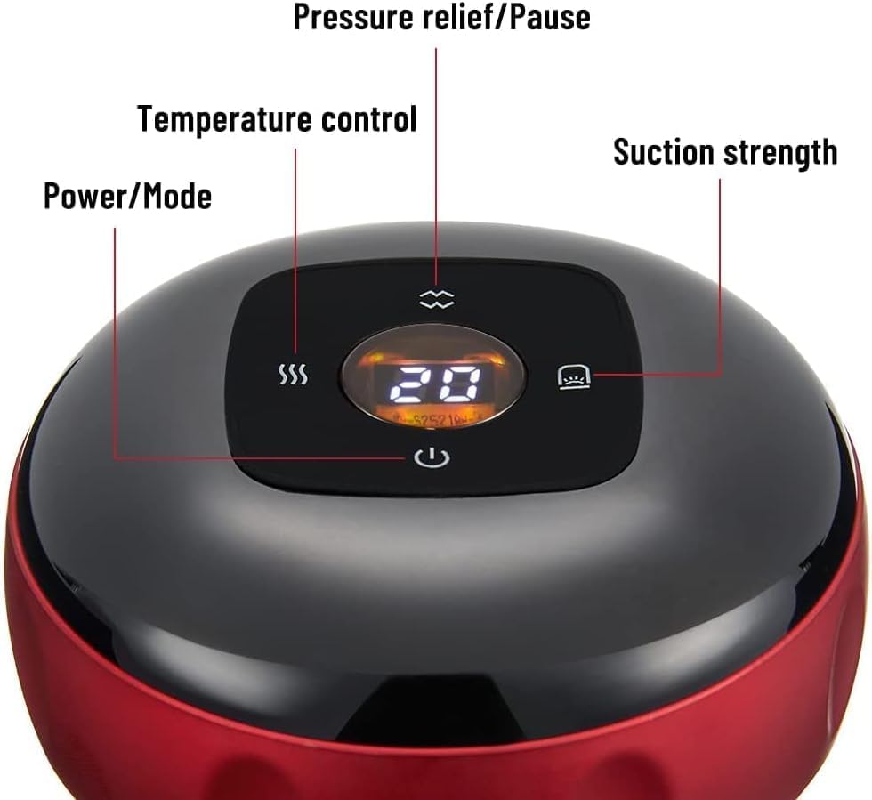 72 Pieces Electric Cupping Therapy Sets (6 Level Temperature Suction – Back Shoulder Neck – Gua Sha Board – 6 Gears – Black)