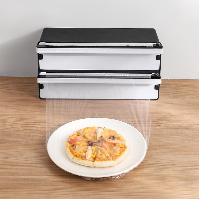 Double Layer Cling Film Cutter – Wall-Mounted Design – Black