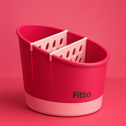 Kitchen Utensil Holder, 3 Section Organizer in Pink