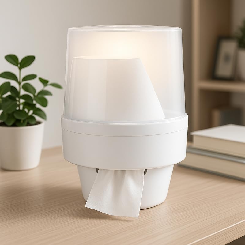 Tissue Dispenser White for Home and Office, Wall Mounted or Countertop Use