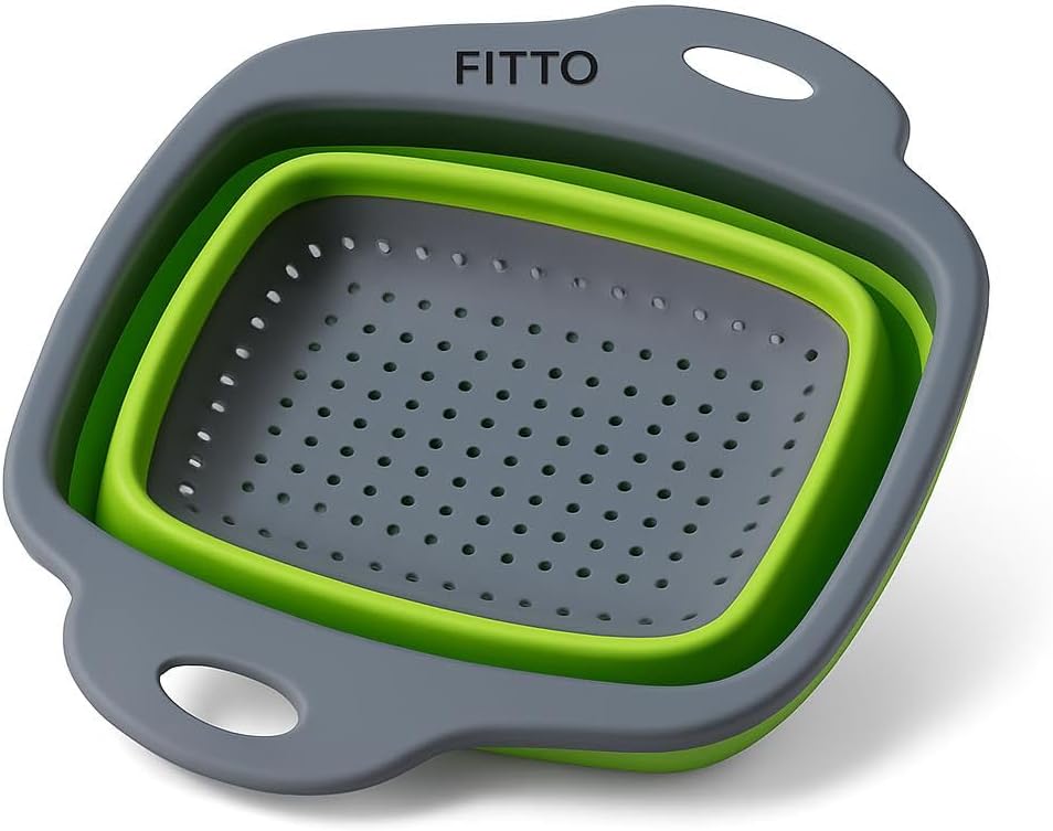 Foldable Fruit & Vegetable Washing Basket Strainer, Portable Silicone Colander Collapsible Drainer with Handle - Kitchen Tools for Easy Cleaning & Draining
