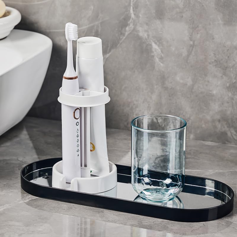 Stylish Transparent Gray/Pink Toothbrush Cup Holder