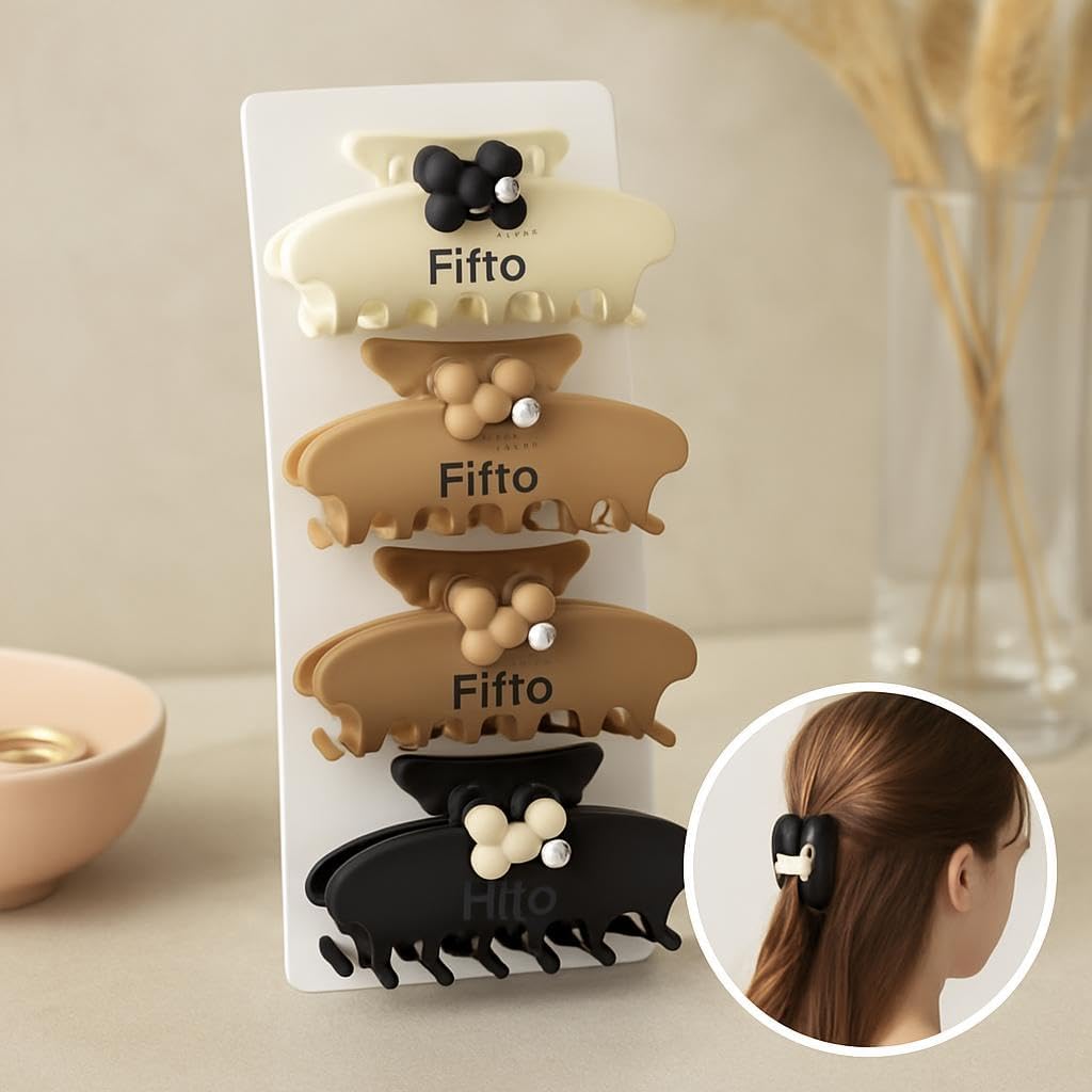 96 Pieces 4pcs Elegant Hair Claw Clips Sets for Women - Matte Plastic (Assorted Colors)