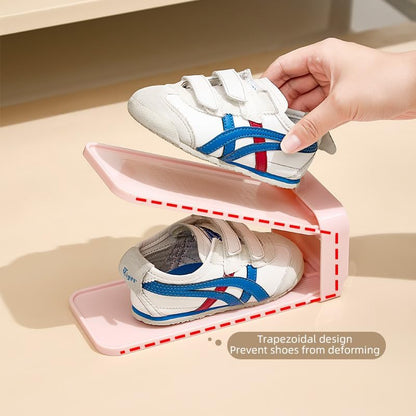 Compact Trapezoidal Shoe Rack – Blue & Pink – Lightweight Design