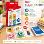 120 Pieces Traffic and Safety Signs Flash Cards (36-Piece Educational Road Sign Learning Set with Bright Illustrations and Portable Storage Box)