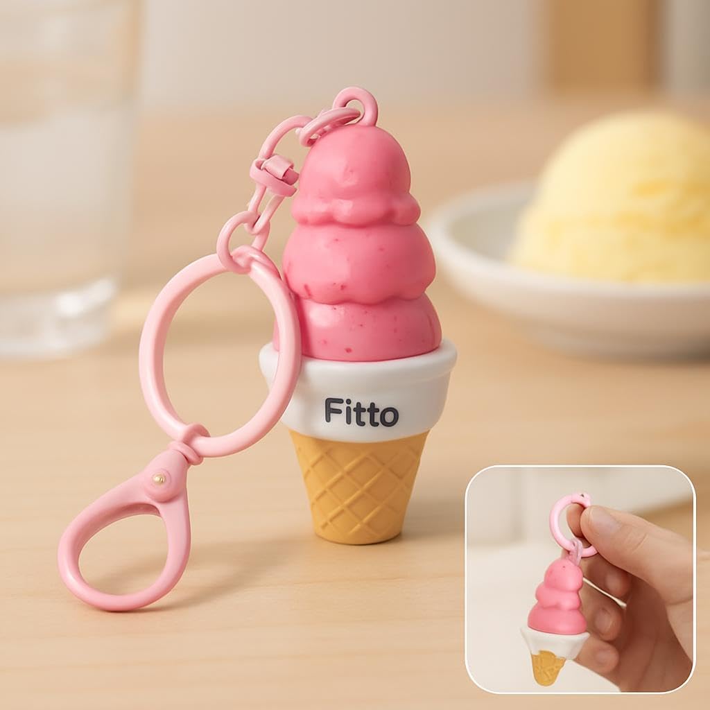 96 Pieces Creative Ice Cream Keychain - PVC & Rubbers (Pink)
