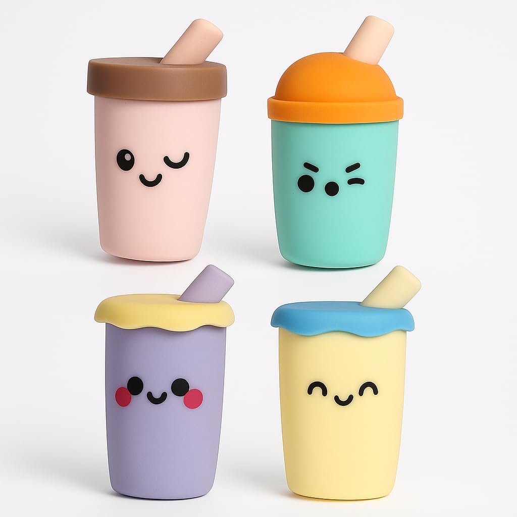 120 Pieces Juice Cup Shaped Erasers (4 Pieces Assorted Colors School & Office Supply)