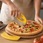 120 Pieces Mezzaluna Pizza Cutter Yellow Rocker Knives with Stainless Steel Blade (Curved Pizza Slicer with Protective Cover)