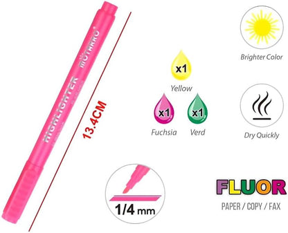 Highlighter Set 3 Pieces 13.4 cm 1/4 mm Tip for Office and School Supplies