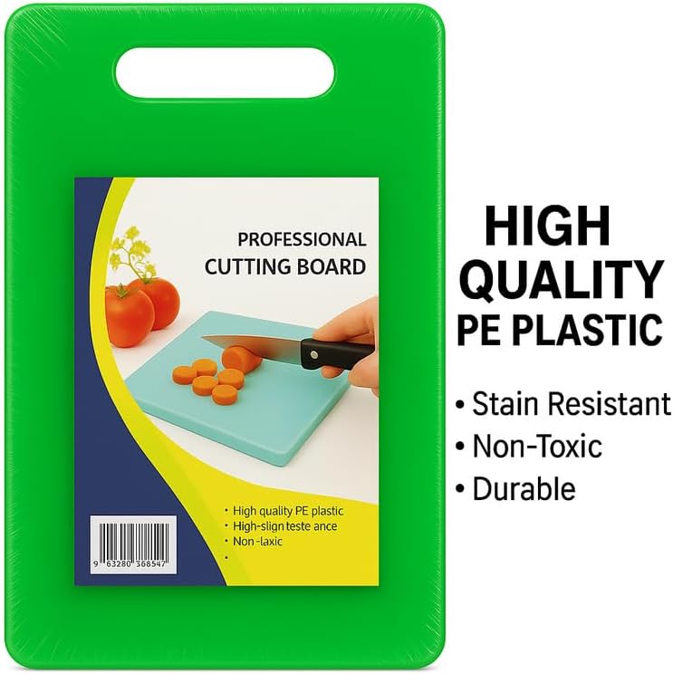 96 Pieces Green Plastic Cutting Boards for Kitchen (Non-Slip – Dishwasher Safe – BPA-Free – Chopping Board for Vegetables – Fruits – Meat)