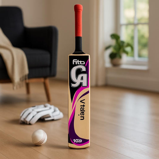 Visiion 1000 Cricket Bat - Wooden Blade, Black & Pink Design, Grip Handle