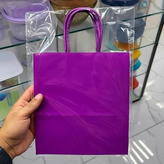 Large Purple Paper Bags with Handles – Recyclable Shopping & Party Favor Bags for Retail, Events, Birthday, Wedding