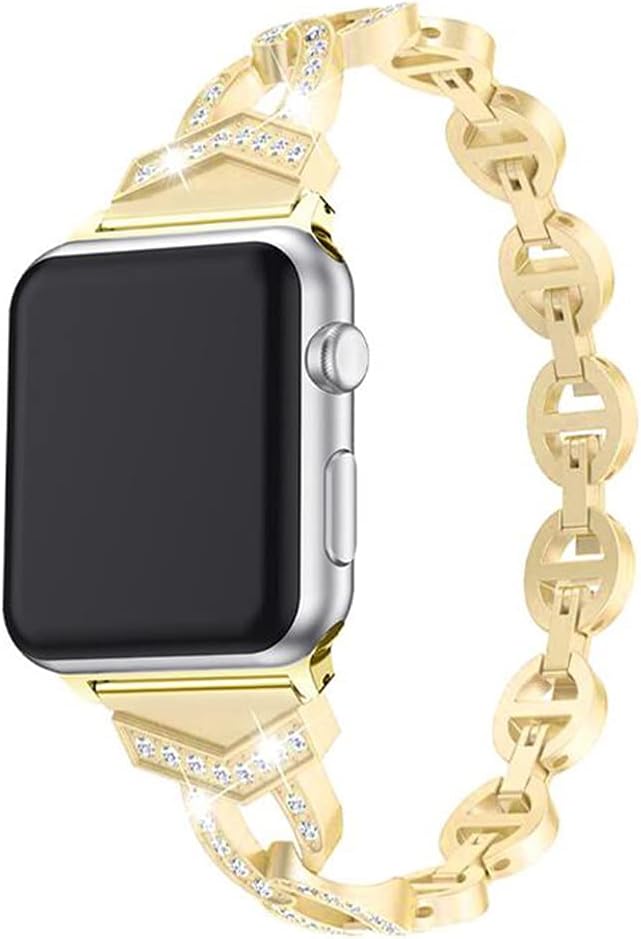 Fitto Apple watch band for 38mm/40mm, high quality stainless steel watchband for Apple watch series iWatch Strap SE Series 7 6 5 4 3 2 1 women, Gold