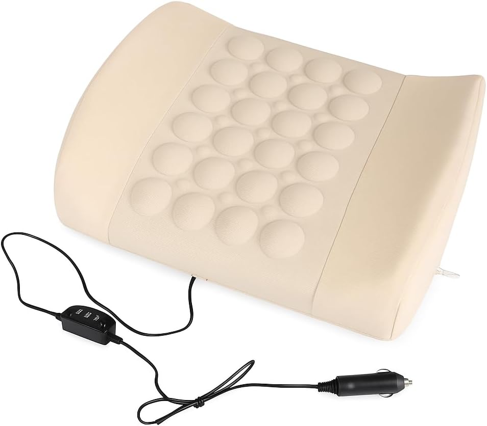72 Pieces Car Seat Vibrating Massage Cushions For Backpain Relief and Comfort Drive (with car adapter – Beige)
