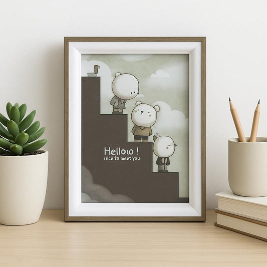 Brown Wooden Photo Frame with White Border, 6x8 Inch Size, Home Decor, Picture Display