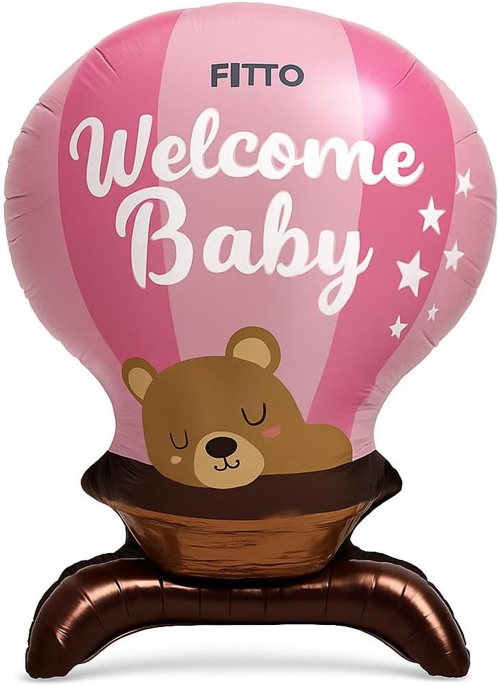 Pink Foil Balloon Welcome Baby 56x90CM for Baby Showers and Nursery Decor