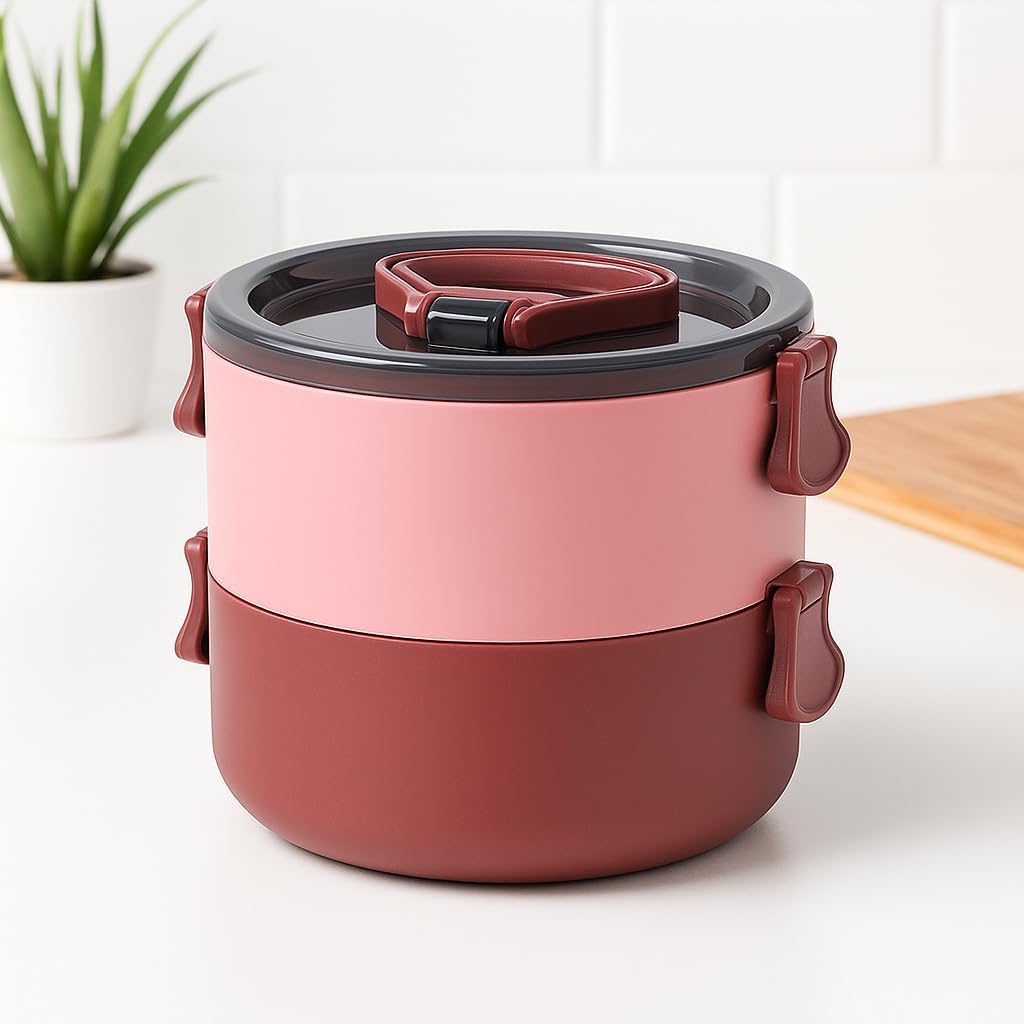 72 Pieces Red Double Layer Lunch Box | Stackables (BPA-Free – Leak-Proof Bento Box | Ideal for Kids & Adults | Microwave & Dishwasher Safe | Durable & Stylish)