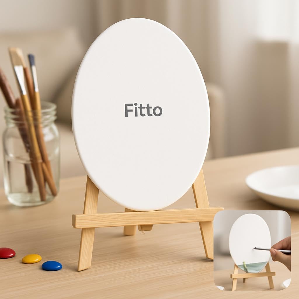 96 Pieces Oval Canvas (20x15cm with Wooden Stand 21x15cm)