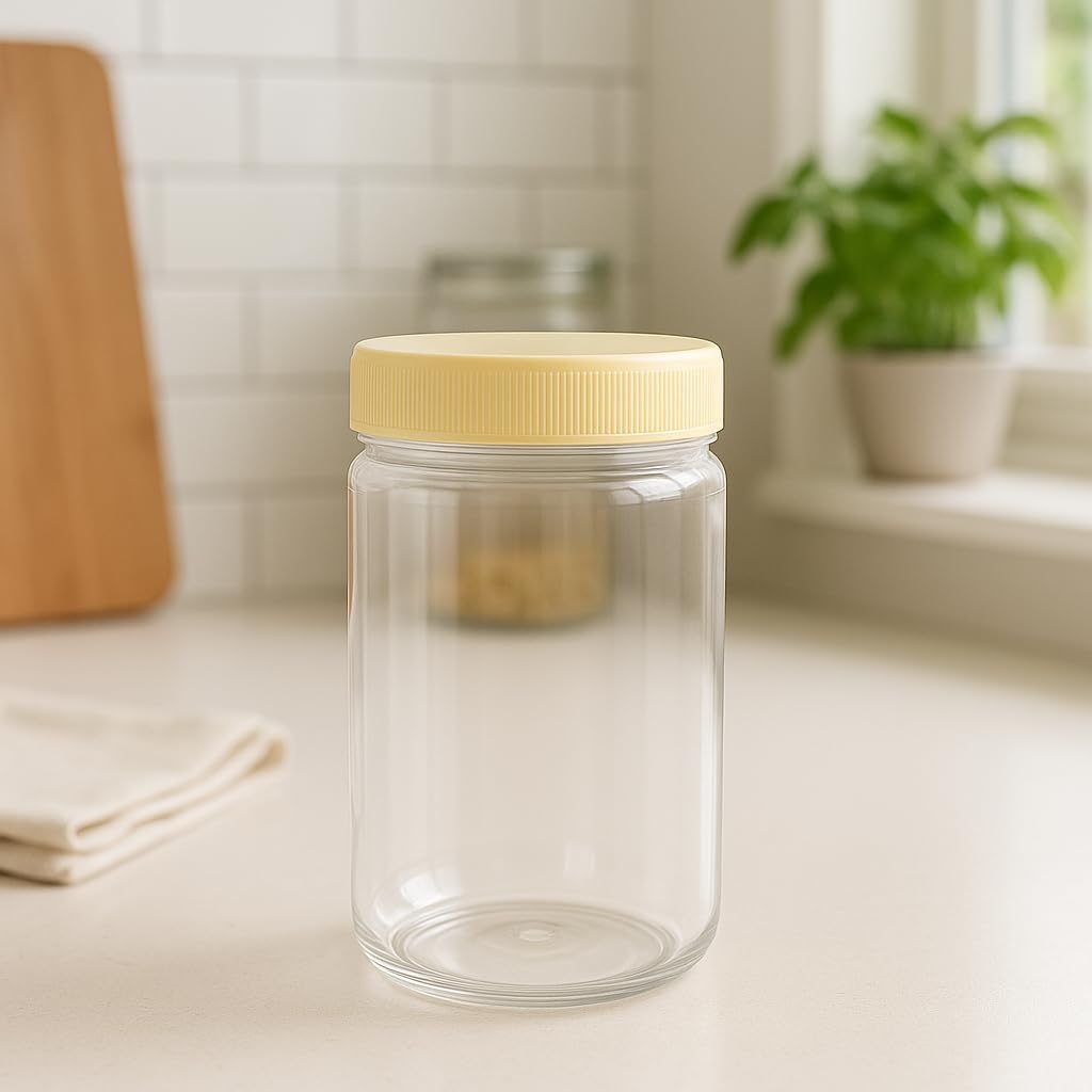 PET Jar Set 500ml, 6 Piece, Clear Plastic Storage Containers with Lids for Kitchen, Pantry, Food Storage
