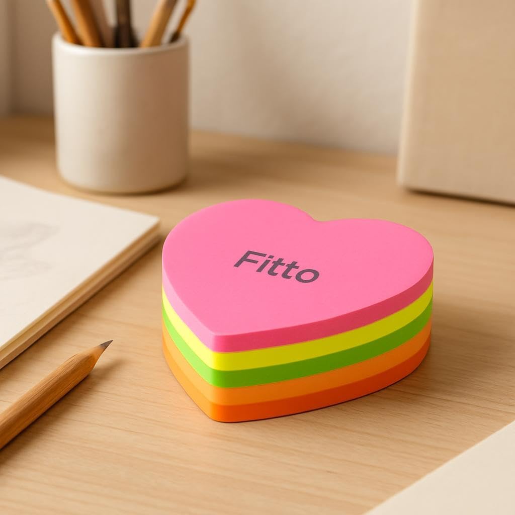 240 Pieces 100 Sheets Heart Shaped Sticky Notes (Assorted Colors for Office & Home)