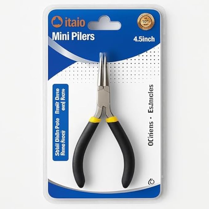 4.5-inch Rounded Nose Mini Pliers, Black - Roundnose Jewelry & Craft Pliers for Wire Bending, Beading, Electronics, Precision Work