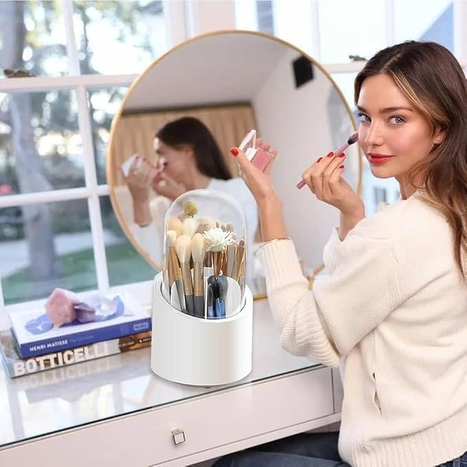 96 Pieces Rotating Makeup Brush Holders with Lid (Dustproof Cosmetic Brush Storage Organizer – Rotatable 360° Design for Easy Access – Premium Acrylic Material for Vanity – Bathroom – and Desk Storage)