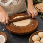 96 Pieces 8 inch Wooden Rolling Board and Rolling Pin Sets (Round Wood Chakla Belan for Roti – Chapati – Pizza – Pastry and Dough Rolling – Brown)