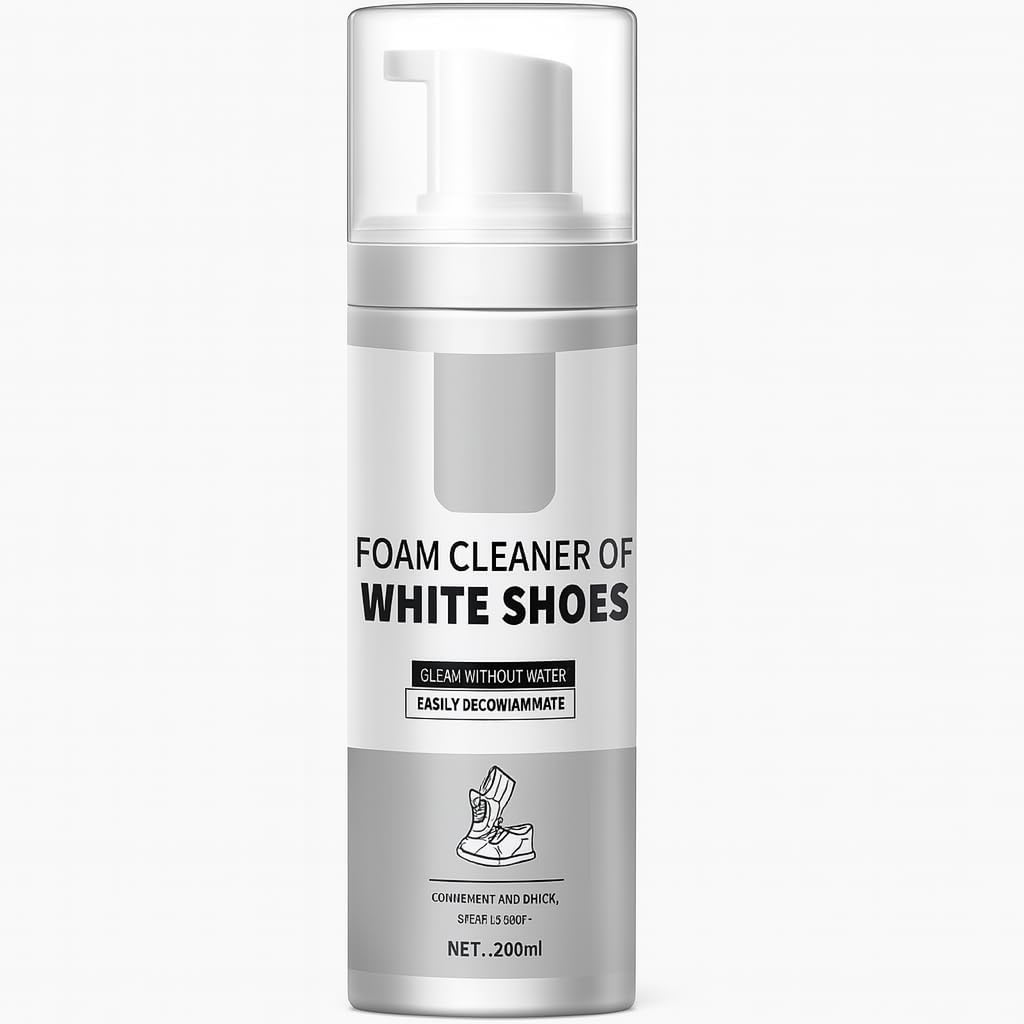 White Shoe Cleaning Spray, 200ml - Gentle and Effective Cleaner for White Sneakers, Leather, Canvas, Mesh, and Suede Shoes – Restores Shine, Removes Stains, and Prevents Yellowing